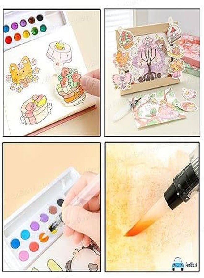 Avenn كتاب أنشطة الرسم بالماء من أفين كيدز، مجموعة ألوان مائية وفرشاة، كتاب تلوين تعليمي، متعدد الألوان - Image 5